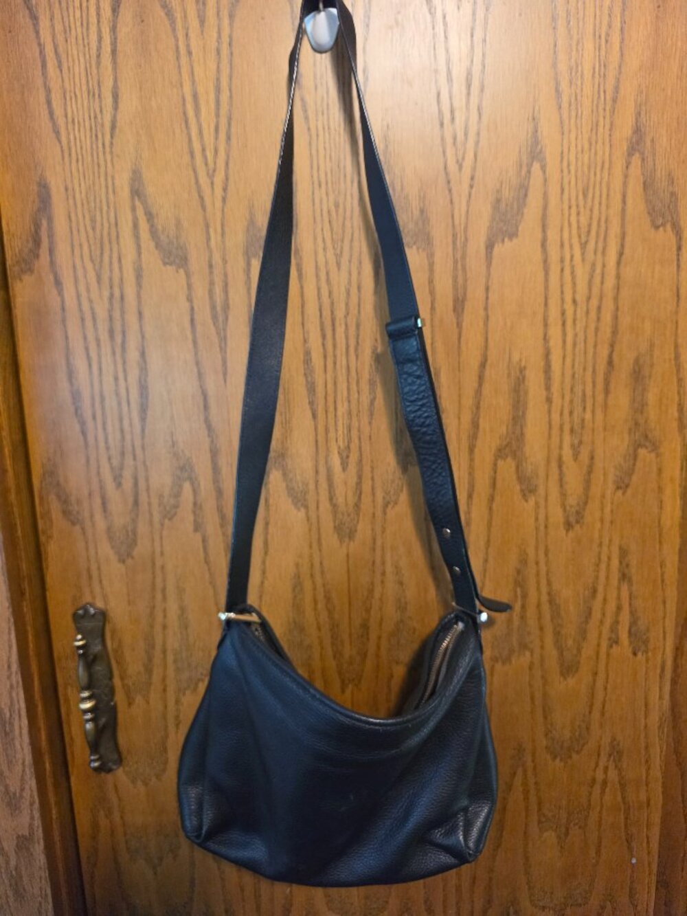 Talbots Black Pebbled Leather Slouchy Hobo Shoulder Bag Crossbody Purse
